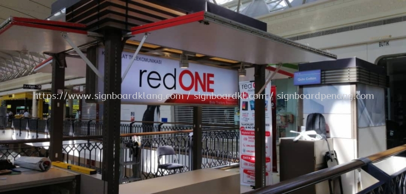 red one shopping mall booth aluminium casing indoor lightbox signage 