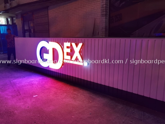 gdex aluminium trism base with 3d box up led frontlit lettering logo signage signboard 