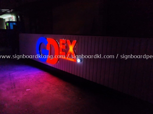 gdex aluminium trism base with 3d box up led frontlit lettering logo signage signboard 