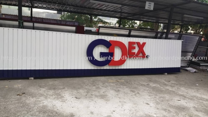 gdex aluminium trism base with 3d box up led frontlit lettering logo signage signboard 