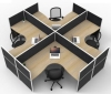 4 Cluster office workstation with full board partition in privacy workspace Office furniture Malaysia AIM Slim Block System Office Workstation