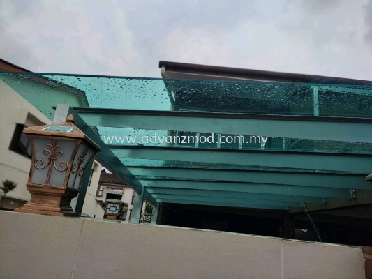 T-Beam Roof With Light Green Laminated Glass 