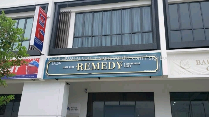 remedy stainless steel gold mirror box up led backlit lettering signage signboard at shah alam