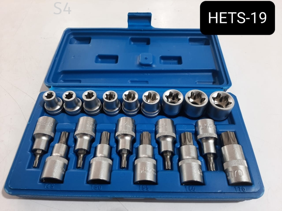 19Pcs CR-V External Socket & Internal Torx Bit Set