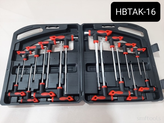 16PCS "T" HANDLE HEX&TORX KEY SET 