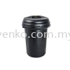 70L Black Fibre Dustbin With Cover Black Fiber Bin