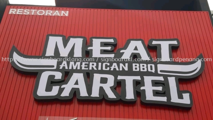 meat cartel aluminium trism base with 3d led box up frontlit lettering logo signage signboard 