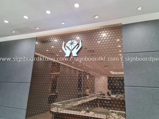 stainless steel box up 3d led frontlit logo indoor counter signage 