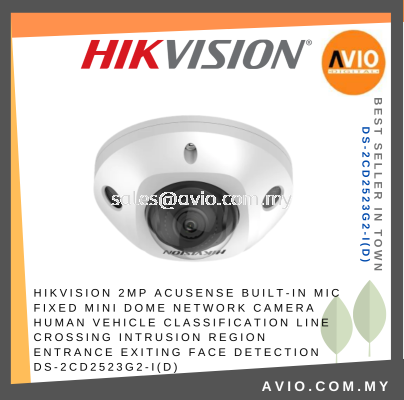 Hikvision 2MP 2 Megapixel AcuSense IP67 Outdoor Turret Dome IP Network CCTV Camera MicroSD Mic 4mm 30m DS-2CD2523G2-I(D)