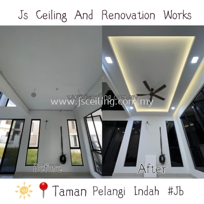 Specialist Cornice Ceiling #Taman Pelangi Indah #Jb #LivingHall #included Wiring & Led Downlight #Led Strip #in Installation ..#Free On-Site Quotations #And Free On-Site Measurement 