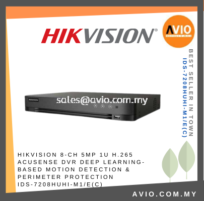 Hikvision 8CH 8 Channel 5MP 5 Megapixel 8MP Lite 1U H.265 AcuSense Analog CCTV DVR Recorder 1 HDD IDS-7208HUHI-M1/E(C)