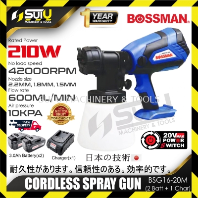 BOSSMAN BSG16-20M 20V Cordless Spray Gun 210W 42000RPM + 2Bat3.0Ah + Charger