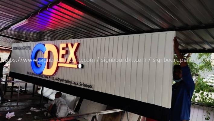 gdex aluminium trism base with 3d led frontlit logo lettering signage signboard at ipoh kepong melaka penang klang 