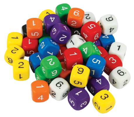 Z069 Numberal Plastic Dice (6/Set)