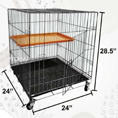 1 LAYER CAGE WITH BROWN COLOR PLASTIC PLATFORM (RODA 2 X 2FT)3109