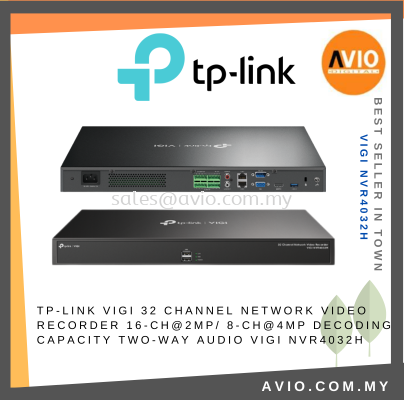 TP-LINK Tplink VIGI 32CH 32 Channel 4MP Lite NVR CCTV IP Network Video Recorder 4x Hardisk HDD Bay 320Mbps VIGI NVR4032H