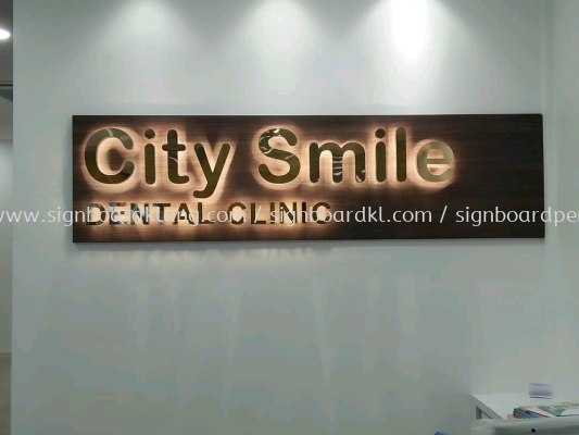 city smile stainless steel box up led backlit indoor counter wall signage signboard at petaling jaya