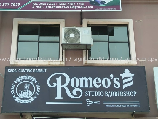 Romeo barbershop lightbox signage signboard at kepong bandar puteri klang subang petaling jaya