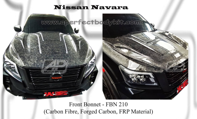 Nissan Navara Front Bonnet (Carbon Fibre, Forged Carbon, FRP Material) 