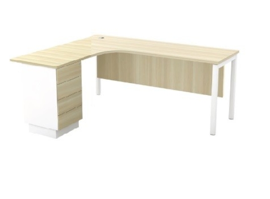 L shape with U leg and 4 drawer fixed pedestal