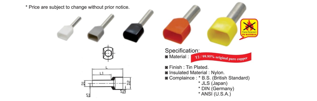 INSULATED CORD-END TWIN Terminal