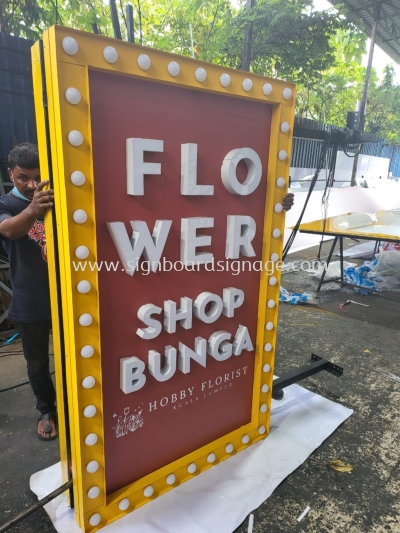 Flower Shop Bunga  - Double side 3D LED Frontlit with Bollywood Light Signage - Shah Alam 