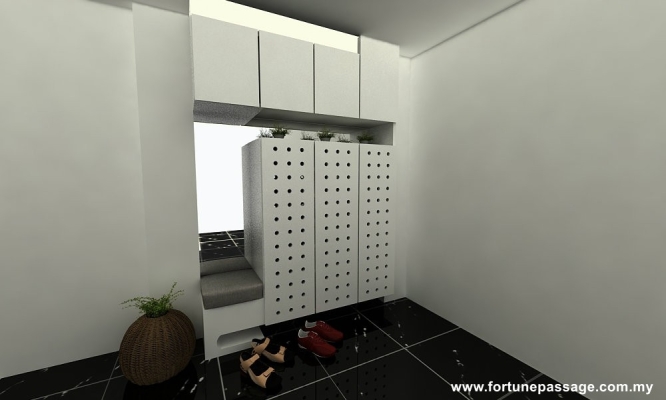 Custom Shoe Cabinet 3D Design By Skudai Contractor 