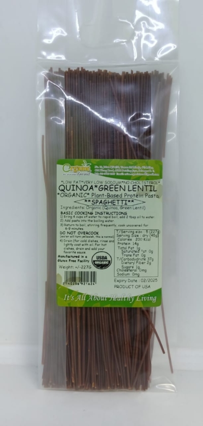 QUINOA*GREEN LENTIL PASTA-SPAGHETTI-227G