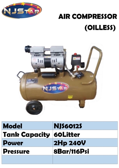 NJSTAR AIR COMPRESSOR NJS6012S(OIL LESS)