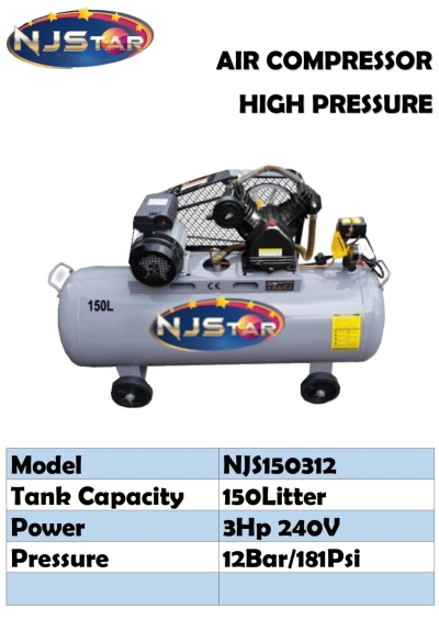 NJSTAR AIR COMPRESSOR NJS150312(HIGH PRESSURE)