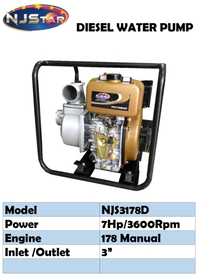 NJSTAR 3"DIESEL WATER PUMP NJS3178D