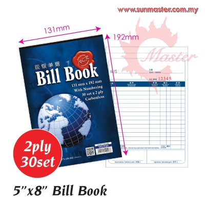 5" x 8" 2ply NCR x 30sets Bill Book 