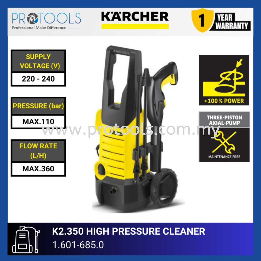 KARCHER K2.350 HIGH PRESSURE CLEANERS | 1.601-685.0 High Pressure Cleaners  Home Cleaning HOME AND PROFESSIONAL CLEANING Johor Bahru (JB), Malaysia,  Senai Supplier, Suppliers, Supply, Supplies | Protools Hardware Sdn Bhd