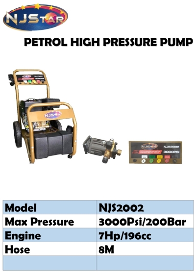 NJSTAR HIGH PRESSURE CLEANER PUMP NJS2002