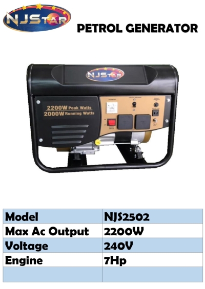 NJSTAR 2000W PETROL GENERATOR NJS2502