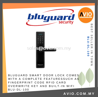 Bluguard Smart Door Lock Fingerprint Password RFID ID EM Card Overwrite Key Wifi Wi-Fi Module Mechanical Key BLU-DL-100