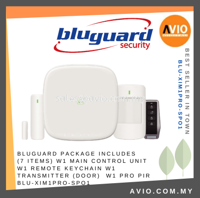 Bluguard W1 Wireless Alarm Package 7 item W1 Main Control Keychain Door Transmitter PIR Sensor Sim Card BLU-XIM1PRO-SP01