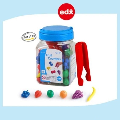 Edx Education® Fruit Counters In A Mini Jar ~ Early Math Skill, Fine Motor Skill