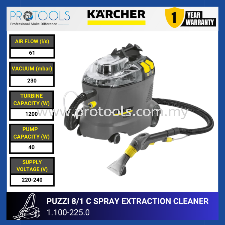 KARCHER PUZZI 8/1 C SPRAY-EXTRACTION CLEANER | 1.100-225.0 | FOC RM760 CARPETPRO CLEANER