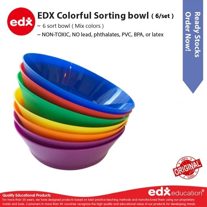 Plastic Sorting and Mixing Bowls - Set of 6