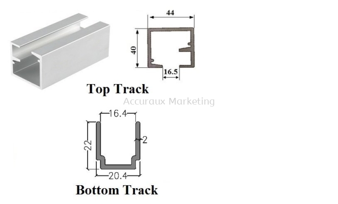 Multi Panel Top Track For 70kg & Aluminium U Channel Track