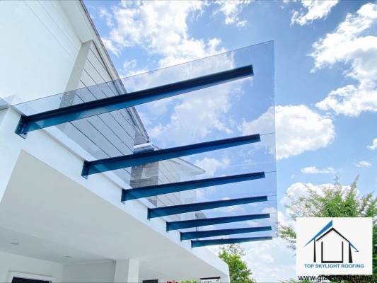 T-Beam Frame Glass Awning