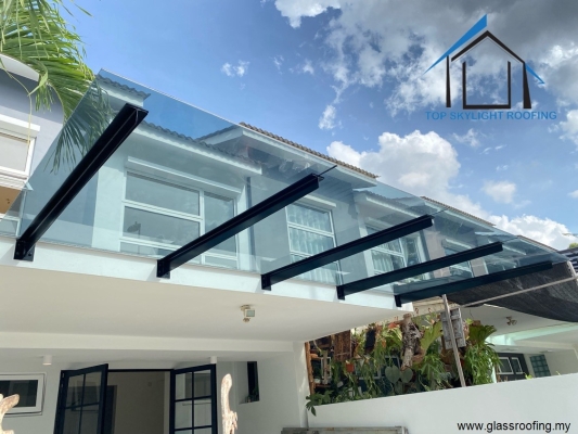 T-Beam Frame Glass Awning