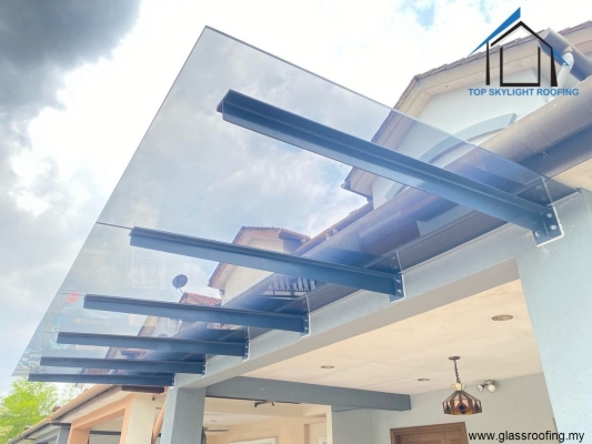 T-Beam Frame Glass Awning