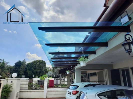 T-Beam Frame Glass Awning