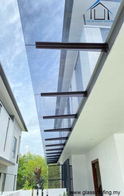 T-Beam Frame Glass Awning