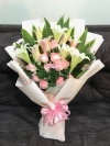 Pink Lily & Rose bouquet HB1176 floristkl Lily & Rose Hand Bouquet