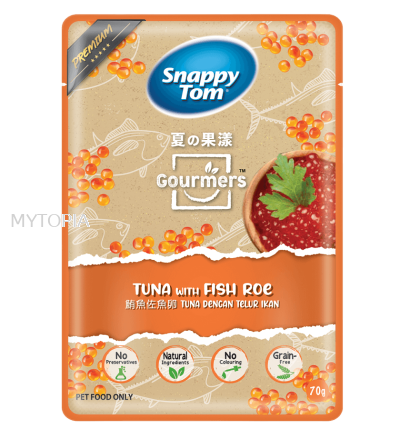 SNAPPY TOM GOURMERS POUCH TUNA WITH FISH ROE 70G