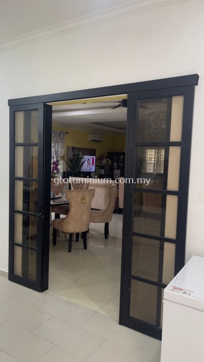 Hanging sliding doors 2 panel + fix glass @Laman Harmonis, Jalan Tengah 8, Taman Harmonis, BT 6 1/2,jalan Gombak, Kuala Lumpur 