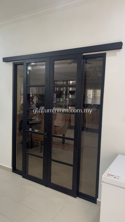 Hanging sliding doors 2 panel + fix glass @Laman Harmonis, Jalan Tengah 8, Taman Harmonis, BT 6 1/2,jalan Gombak, Kuala Lumpur 